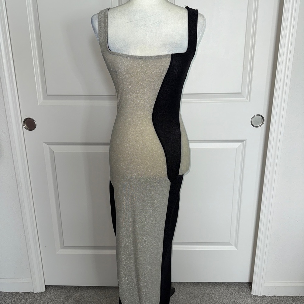 Black and Silver Shimmer Maxi Dress